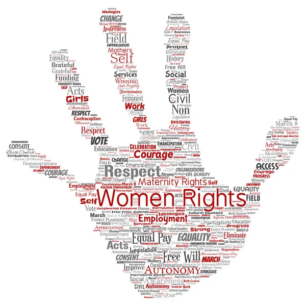 Diritti Delle Donne Concettuali Vettoriali Uguaglianza Stampa Mano Libera Timbro — Vettoriale Stock