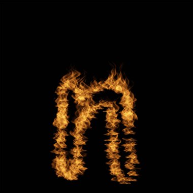Siyah arka plan üzerine ateş yanan mektup yazı tipi N yapılan.