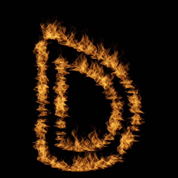 Lettera Font Fatto Fuoco Ardente Sfondo Nero — Foto Stock