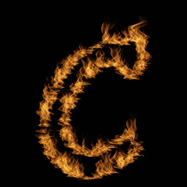 Betű Betűtípus Készült Lángoló Tűz Fekete Háttér — Stock Fotó