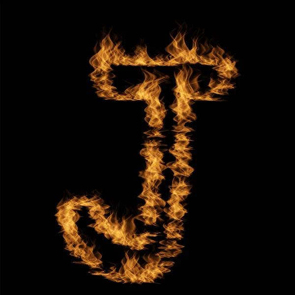 黑色背景下燃烧火焰制作的字母字体 — 图库照片