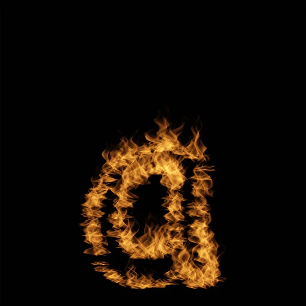 Levél Betűtípus Lángoló Tűz Fekete Háttér Készült — Stock Fotó