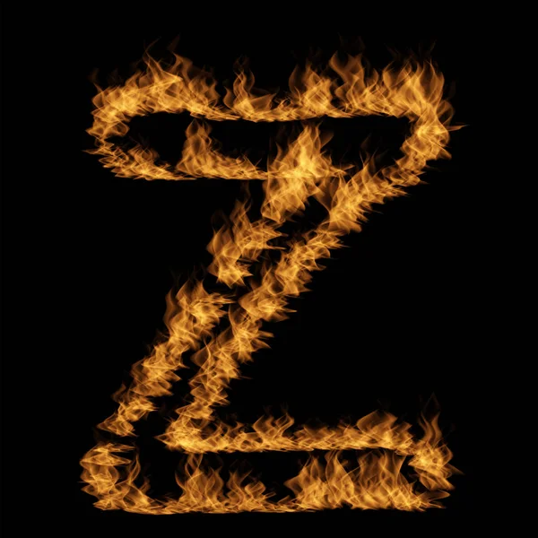Буква Сделана Пылающего Огня Черном Фоне — стоковое фото
