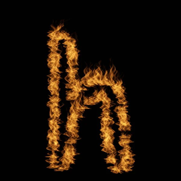 黑色背景下燃烧火焰制作的字母字体 — 图库照片