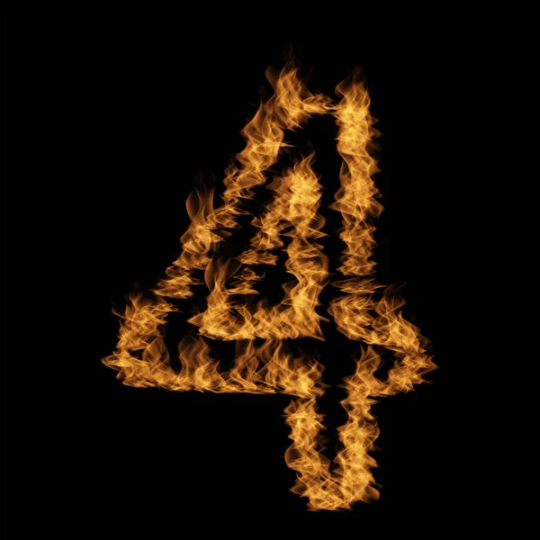 4号火焰在黑色背景下燃烧 — 图库照片