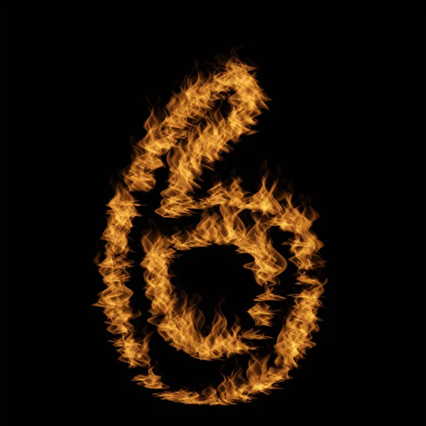 Number Made Blazing Fire Black Background — Stock Photo, Image