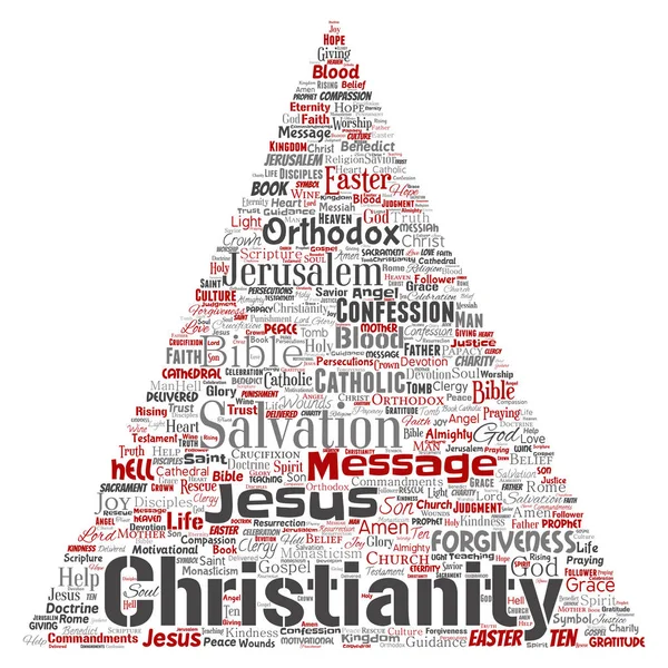 Cristianesimo Gesù Bibbia Testamento Triangolare Freccia Parola Rossa Nube Isolata — Vettoriale Stock