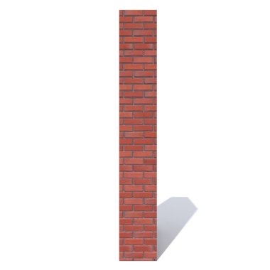 Kavramsal kırmızı ağır kaba duvar inşa yazı tipi veya türü, tuğla İnşaat Sanayi parça beyaz arka plan izole. Eğitici mimari malzeme, yaşlı doku yüzey 3d çizim tasarım. Harf ı