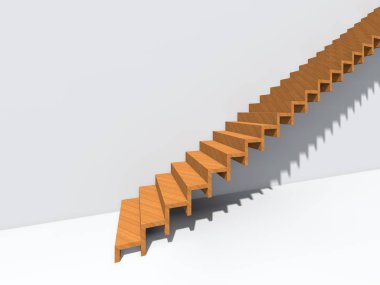 Kavramsal merdiven duvar arka plan bina veya mimari metafor iş başarısı, büyüme, ilerleme veya başarı olarak. yaratıcı adımları riseing üst kadar 3D çizimi vizyon tasarım olarak