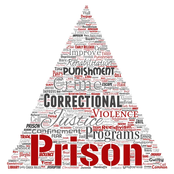 Vector Conceptual Prison Justice Crime Triangle Arrow Red Word Cloud — Stock Vector