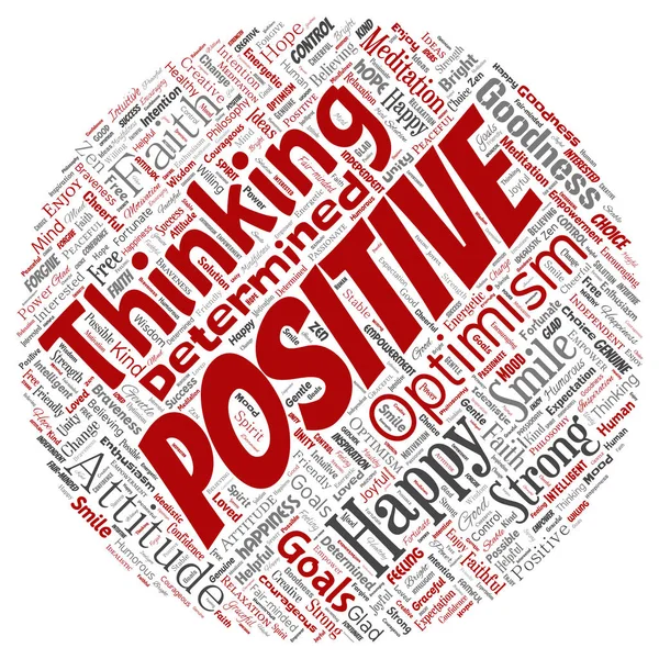 Vector Conceptual Positive Thinking Happy Strong Attitude Circle Red Word — Stock Vector