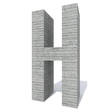 Kavramsal gri kaba beton yazı tipi ya da tipi, inşaat endüstrisi parçası izole edilmiş beyaz arka plan. Eğitici mimari materyal, eski doku yüzeyi 3 boyutlu çizim tasarımı
