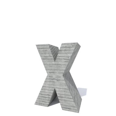 Kavramsal gri kaba beton yazı tipi ya da tipi, inşaat endüstrisi parçası izole edilmiş beyaz arka plan. Eğitici mimari materyal, eski doku yüzeyi 3 boyutlu çizim tasarımı