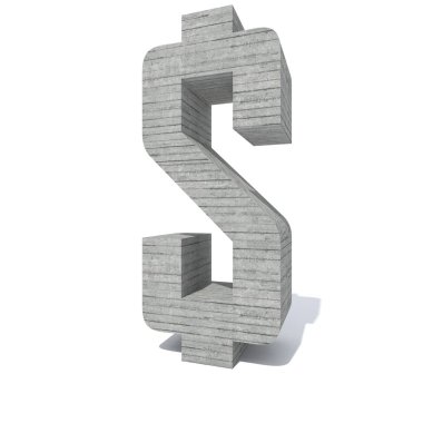 Kavramsal gri kaba beton yazı tipi ya da tipi, inşaat endüstrisi parçası izole edilmiş beyaz arka plan. Eğitici mimari materyal, eski doku yüzeyi 3 boyutlu çizim tasarımı