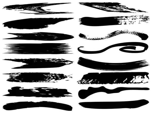 Beyaz Arka Planda Sanatsal Grungy Siyah Vektör Koleksiyonu Yaratıcı Fırça — Stok Vektör