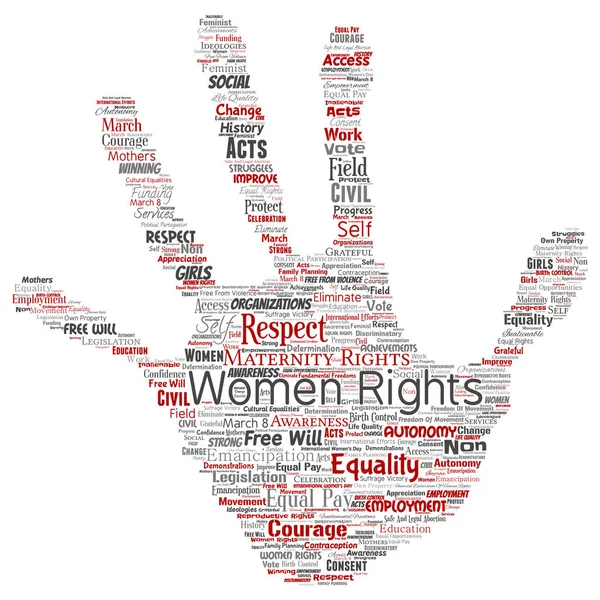 Diritti Delle Donne Concettuali Vettoriali Uguaglianza Libero Arbitrio Stampa Mano — Vettoriale Stock