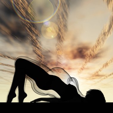 Kavramsal şişman şişman şişman kadın zayıfa karşı kilo verdikten sonra sağlıklı vücuda uyuyor ya da gün batımında kasları zayıf genç bir kadınla diyet yapıyor. Fitness, beslenme veya şişmanlık obezite, sağlık şekli 3D illüstrasyon