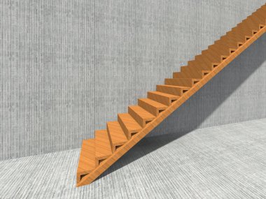 Kavramsal merdiven duvar arka plan bina veya mimari metafor iş başarısı, büyüme, ilerleme veya başarı olarak. yaratıcı adımları riseing üst kadar 3D çizimi vizyon tasarım olarak