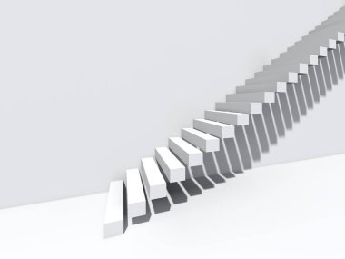 Kavramsal merdiven duvar arka plan bina veya mimari metafor iş başarısı, büyüme, ilerleme veya başarı olarak. yaratıcı adımları riseing üst kadar 3D çizimi vizyon tasarım olarak