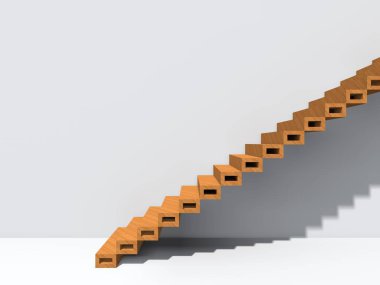 Kavramsal merdiven duvar arka plan bina veya mimari metafor iş başarısı, büyüme, ilerleme veya başarı olarak. yaratıcı adımları riseing üst kadar 3D çizimi vizyon tasarım olarak
