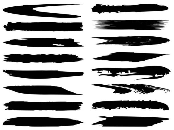 芸術的な汚い黒ペイント手作られた創造的なブラシ ストロークのコレクションは 分離の白い背景を設定します 抽象的なグランジ デザイン教育やグラフィック アート装飾のスケッチのグループ — ストック写真