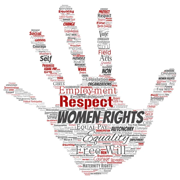 Vektor Fogalmi Nők Jogaik Egyenlőségük Szabad Akarat Kéz Nyomtatási Pecsét — Stock Vector