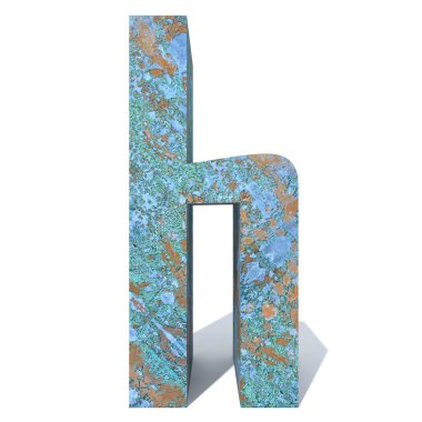 Kavramsal eski paslı metal yazı tipi veya türü, izole beyaz arka plan adet demir ya da çelik sektörü. Eğitici paslı malzeme, yaşlı vintage yüzey, 3d çizim Pütürlü yüzeyi olarak yıpranmış zarar görmüş boya