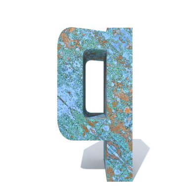 Kavramsal eski paslı metal yazı tipi veya türü, izole beyaz arka plan adet demir ya da çelik sektörü. Eğitici paslı malzeme, yaşlı vintage yüzey, 3d çizim Pütürlü yüzeyi olarak yıpranmış zarar görmüş boya