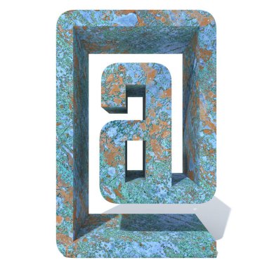 Kavramsal eski paslı metal yazı tipi veya türü, izole beyaz arka plan adet demir ya da çelik sektörü. Eğitici paslı malzeme, yaşlı vintage yüzey, 3d çizim Pütürlü yüzeyi olarak yıpranmış zarar görmüş boya