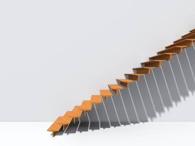 Kavramsal merdiven duvar arka plan bina veya mimari metafor iş başarısı, büyüme, ilerleme veya başarı olarak. yaratıcı adımları riseing üst kadar 3D çizimi vizyon tasarım olarak