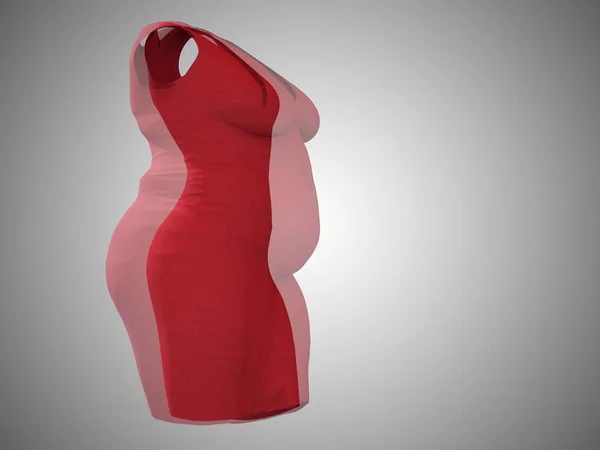Εννοιολογική Λίπος Υπέρβαροι Παχύσαρκα Γυναικεία Φόρεμα Στολή Slim Fit Υγιές — Φωτογραφία Αρχείου