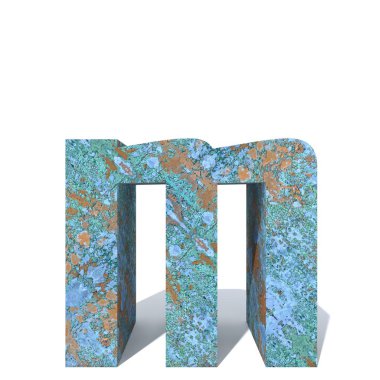 Kavramsal eski paslı metal yazı tipi veya türü, izole beyaz arka plan adet demir ya da çelik sektörü. Eğitici paslı malzeme, yaşlı vintage yüzey, 3d çizim Pütürlü yüzeyi olarak yıpranmış zarar görmüş boya