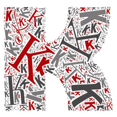 vektör çizim mektup koleksiyonu veya Grup karakter şekillerdeki beyaz arka plan üzerinde izole kavramsal kırmızı, gri ve siyah oynak komik eğitim yazı tipi. Öğe tasarım öğrenme bir modern sanat alfabesi