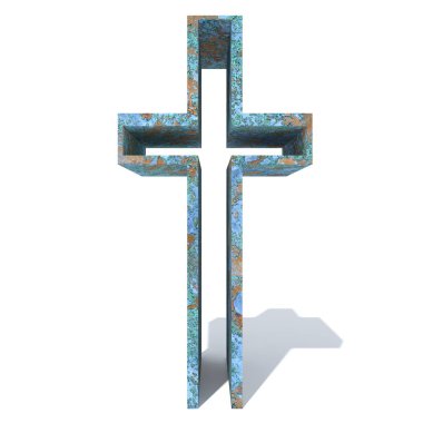 Kavramsal eski paslı metal yazı tipi veya türü, izole beyaz arka plan adet demir ya da çelik sektörü. Eğitici paslı malzeme, yaşlı vintage yüzey, 3d çizim Pütürlü yüzeyi olarak yıpranmış zarar görmüş boya