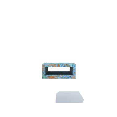 Kavramsal eski paslı metal yazı tipi veya türü, izole beyaz arka plan adet demir ya da çelik sektörü. Eğitici paslı malzeme, yaşlı vintage yüzey, 3d çizim Pütürlü yüzeyi olarak yıpranmış zarar görmüş boya