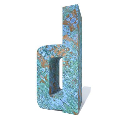 Kavramsal eski paslı metal yazı tipi veya türü, izole beyaz arka plan adet demir ya da çelik sektörü. Eğitici paslı malzeme, yaşlı vintage yüzey, 3d çizim Pütürlü yüzeyi olarak yıpranmış zarar görmüş boya