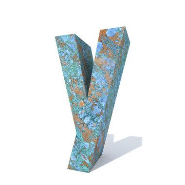 Kavramsal eski paslı metal yazı tipi veya türü, izole beyaz arka plan adet demir ya da çelik sektörü. Eğitici paslı malzeme, yaşlı vintage yüzey, 3d çizim Pütürlü yüzeyi olarak yıpranmış zarar görmüş boya