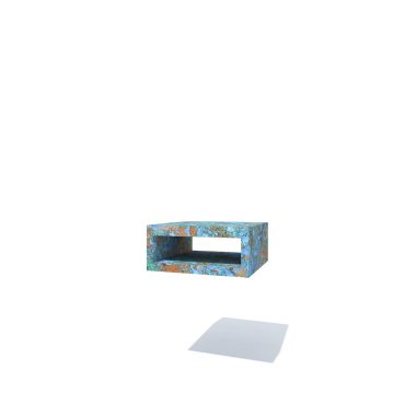 Kavramsal eski paslı metal yazı tipi veya türü, izole beyaz arka plan adet demir ya da çelik sektörü. Eğitici paslı malzeme, yaşlı vintage yüzey, 3d çizim Pütürlü yüzeyi olarak yıpranmış zarar görmüş boya