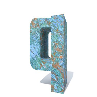 Kavramsal eski paslı metal yazı tipi veya türü, izole beyaz arka plan adet demir ya da çelik sektörü. Eğitici paslı malzeme, yaşlı vintage yüzey, 3d çizim Pütürlü yüzeyi olarak yıpranmış zarar görmüş boya