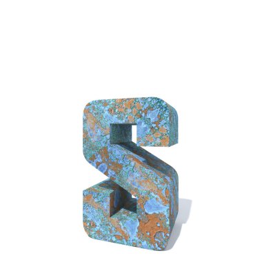 Kavramsal eski paslı metal yazı tipi veya türü, izole beyaz arka plan adet demir ya da çelik sektörü. Eğitici paslı malzeme, yaşlı vintage yüzey, 3d çizim Pütürlü yüzeyi olarak yıpranmış zarar görmüş boya