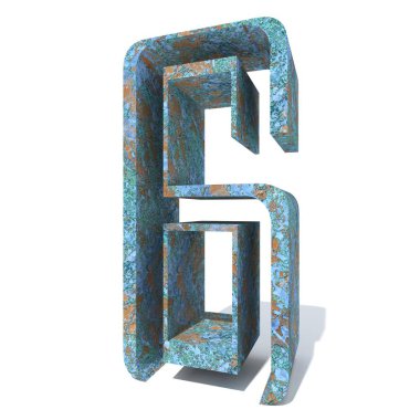 Kavramsal eski paslı metal yazı tipi veya türü, izole beyaz arka plan adet demir ya da çelik sektörü. Eğitici paslı malzeme, yaşlı vintage yüzey, 3d çizim Pütürlü yüzeyi olarak yıpranmış zarar görmüş boya