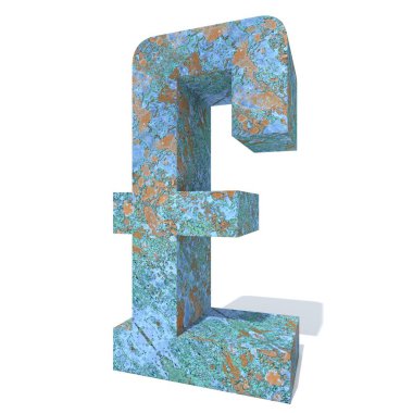 Kavramsal eski paslı metal yazı tipi veya türü, izole beyaz arka plan adet demir ya da çelik sektörü. Eğitici paslı malzeme, yaşlı vintage yüzey, 3d çizim Pütürlü yüzeyi olarak yıpranmış zarar görmüş boya