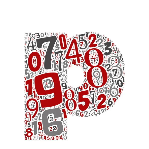 Векторний концептуальний червоний, сірий і чорний смішний навчальний шрифт, зроблений з колекції чисел або групи на формах персонажів ізольовані на білому тлі. Сучасний дизайн елементів навчання алфавіту мистецтва — стоковий вектор