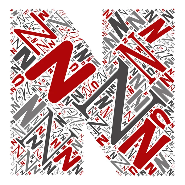 벡터 개념 빨강, 회색과 검정색 장난 재미 교육 글꼴 문자 컬렉션 또는 흰색 배경에 고립 된 문자 모양에 그룹 만든. 현대 미술 알파벳 학습 요소 디자인 — 스톡 벡터