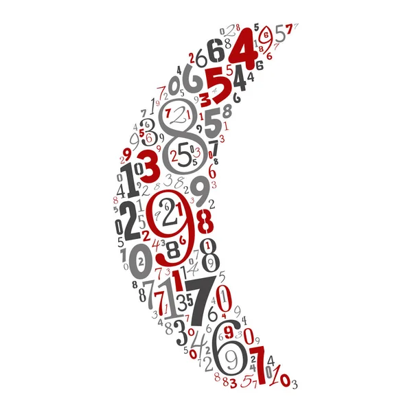 Векторный концептуальный красный, серый и черный веселый шрифт для обучения, состоящий из набора чисел или группы символов, выделенных на белом фоне. Дизайн элементов современного алфавита — стоковый вектор