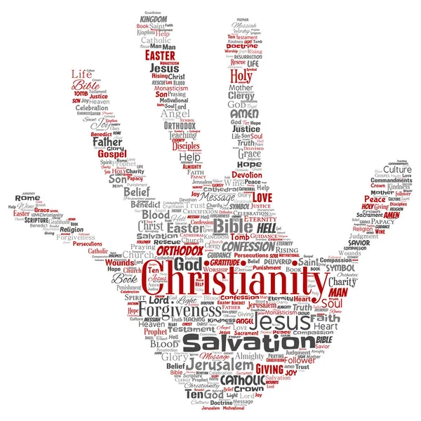 Vector Konceptuella Kristendom Jesus Bibeln Testamentet Hand Stämpel Word Cloud — Stock vektor