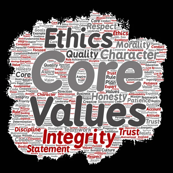 Vector Conceptual Core Values Integrity Ethics Paint Brush Paper Concept — Archivo Imágenes Vectoriales