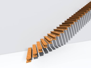 Kavramsal merdiven duvar arka plan bina veya mimari metafor iş başarısı, büyüme, ilerleme veya başarı olarak. yaratıcı adımları riseing üst kadar 3D çizimi vizyon tasarım olarak