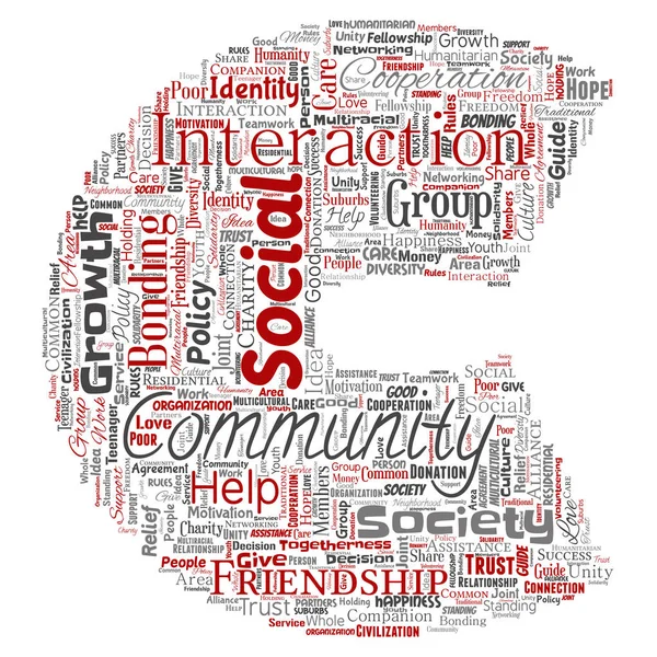 Vector Conceptual Community Social Connection Letter Font Red Word Cloud — Stock Vector