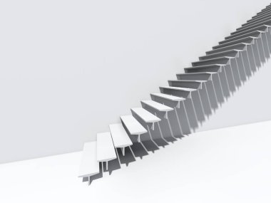 Kavramsal merdiven duvar arka plan bina veya mimari metafor iş başarısı, büyüme, ilerleme veya başarı olarak. yaratıcı adımları riseing üst kadar 3D çizimi vizyon tasarım olarak